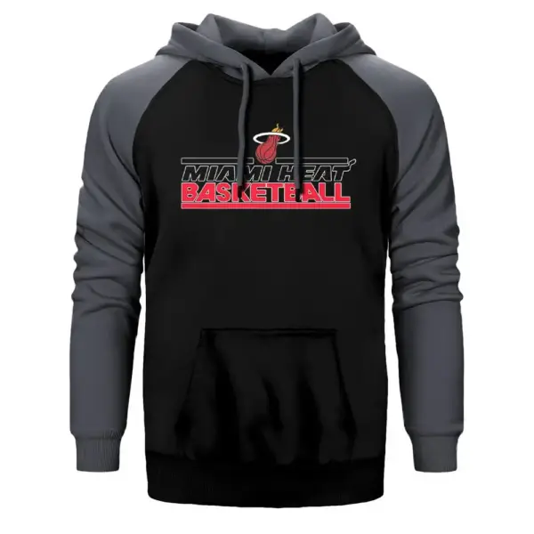 Miami Heat Hoodie, Double Color Raglan Sleeve Gray Sweatshirt