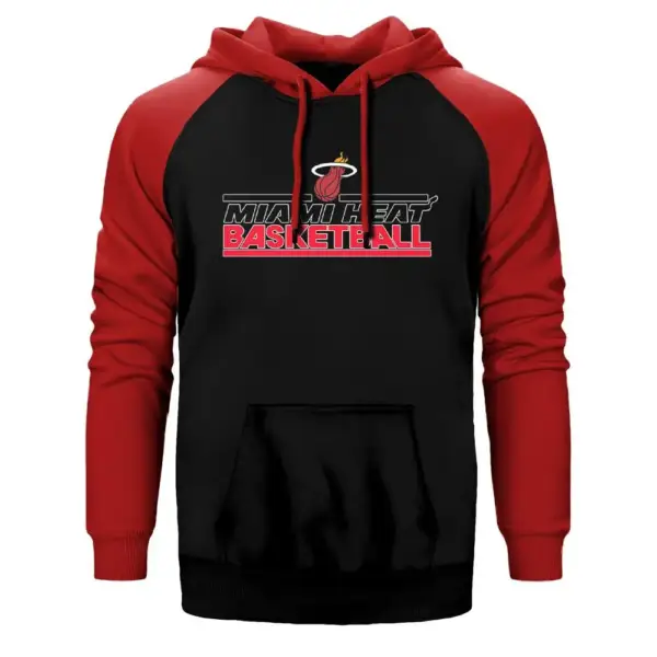 Miami Heat Hoodie, Double Color Raglan Sleeve Red Sweatshirt
