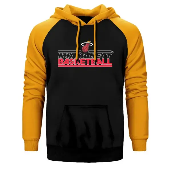 Miami Heat Hoodie, Double Color Raglan Sleeve Yellow Sweatshirt