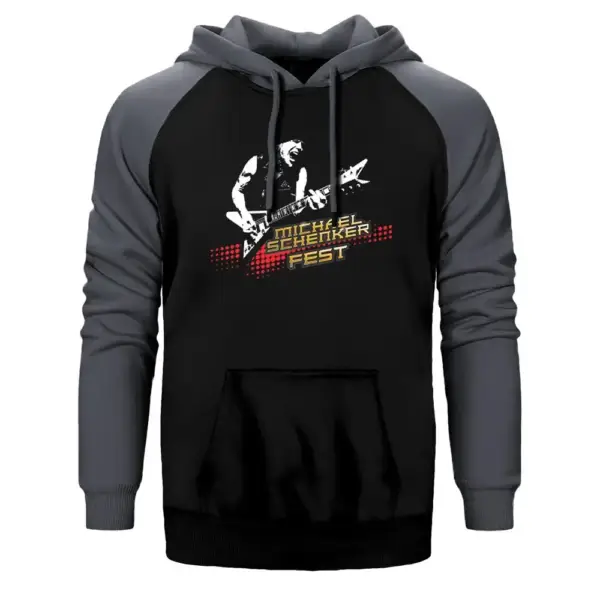 Michael Schenker Hoodie, Double Color Raglan Sleeve Gray Sweatshirt