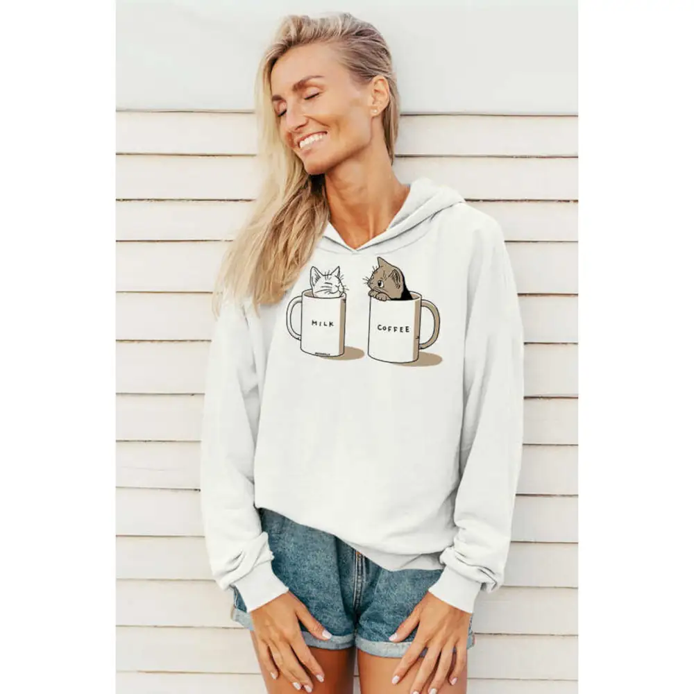 Milky Plain Women's Hodie Thick White Sweatshirt