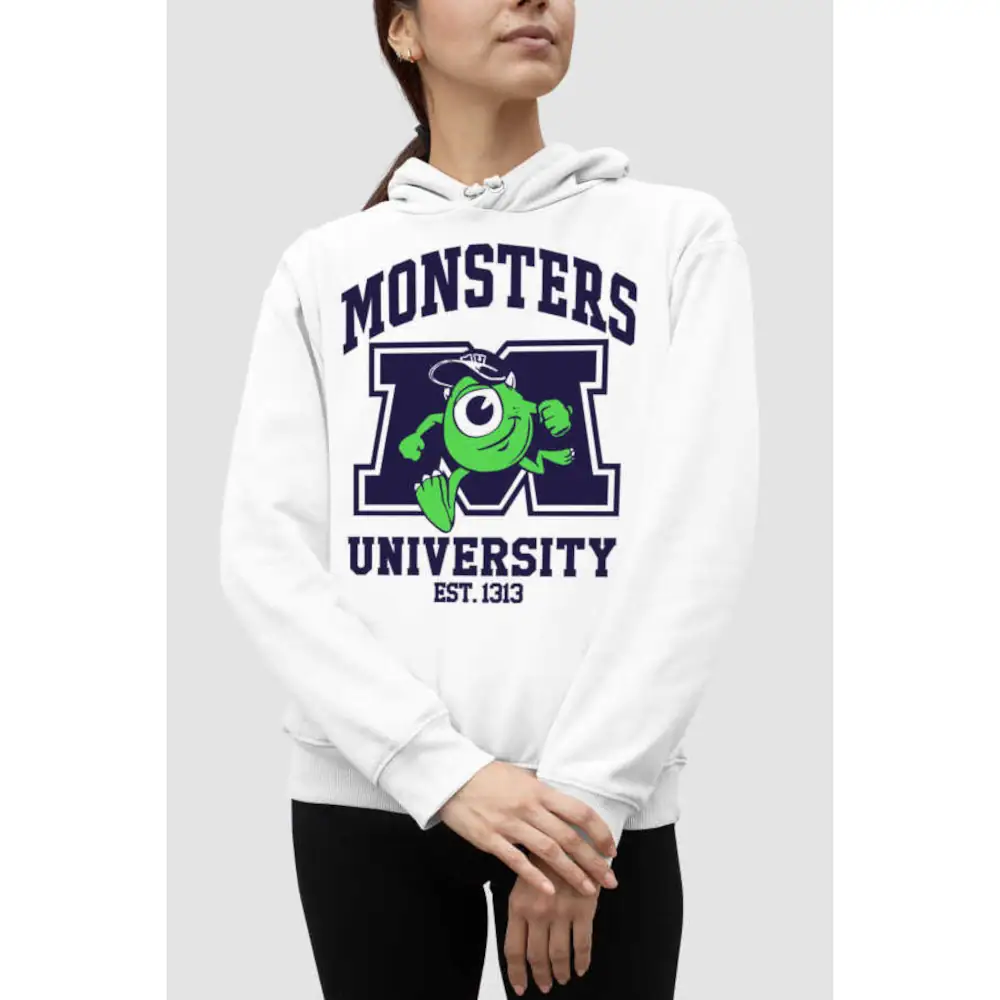 Monsters University Women's Hodie Thick White Sweatshirt