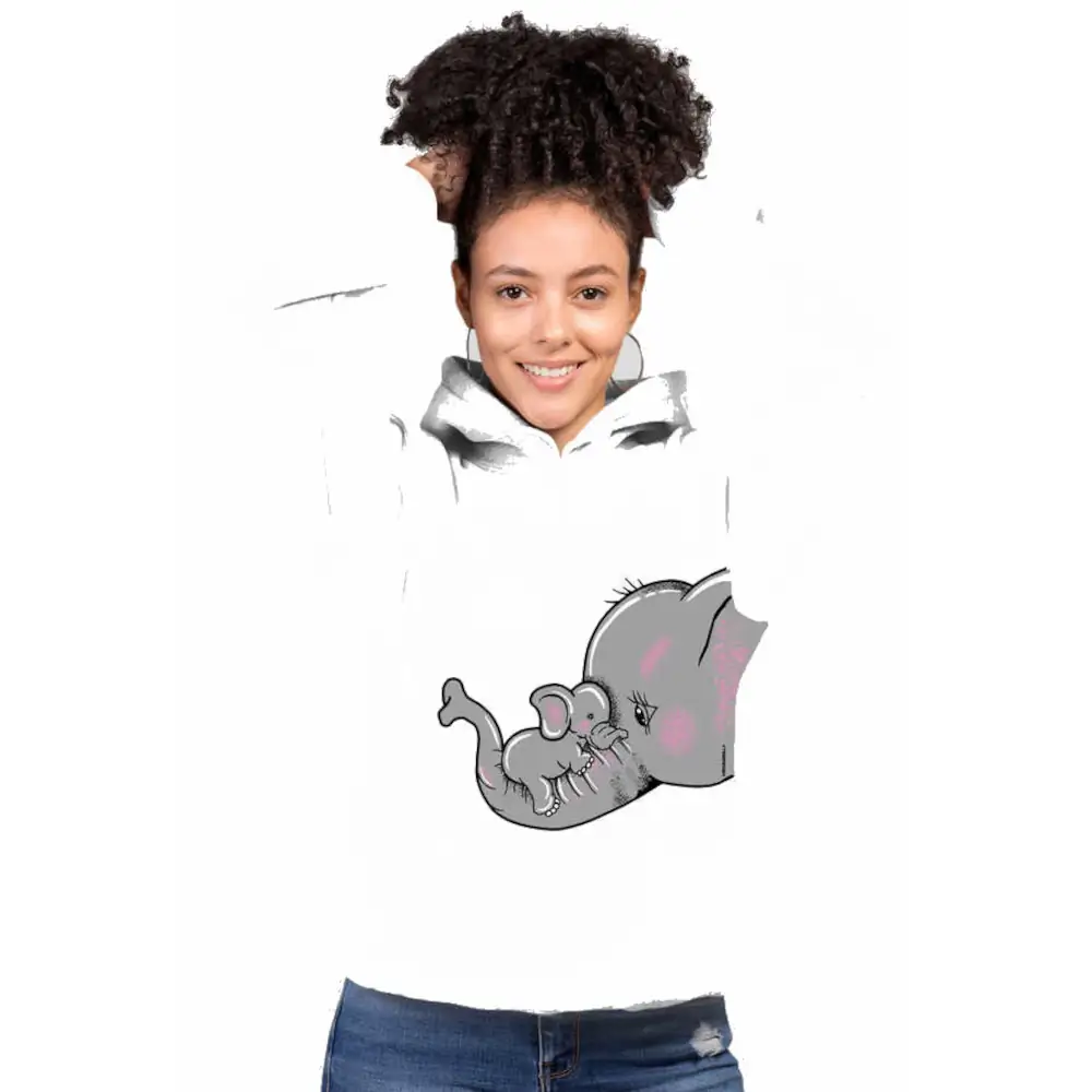 Mother And Baby Hoodie Thick  Women's White Sweatshirt