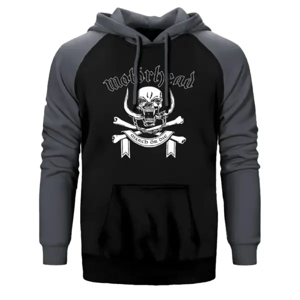 MotörHead Hoodie, Double Color Raglan Sleeve Gray Sweatshirt