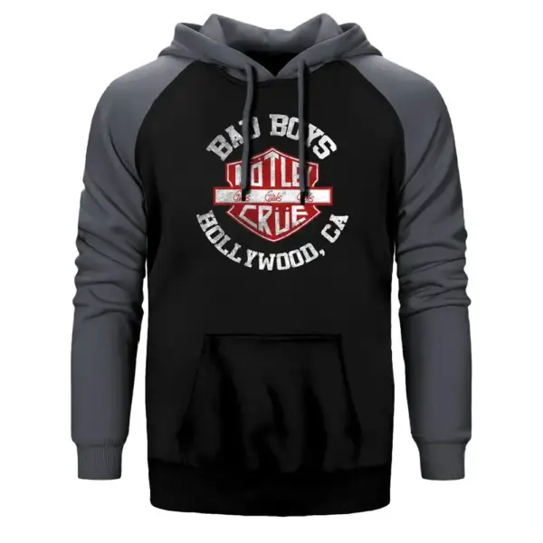Motörhead Bad Boys Hoodie, Double Color Raglan Sleeve Gray Sweatshirt