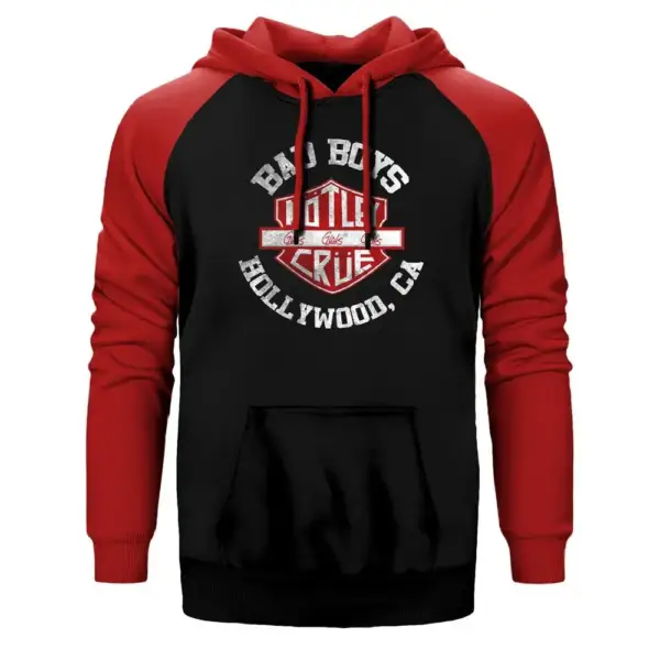 Motörhead Bad Boys Hoodie, Double Color Raglan Sleeve Red  Sweatshirt