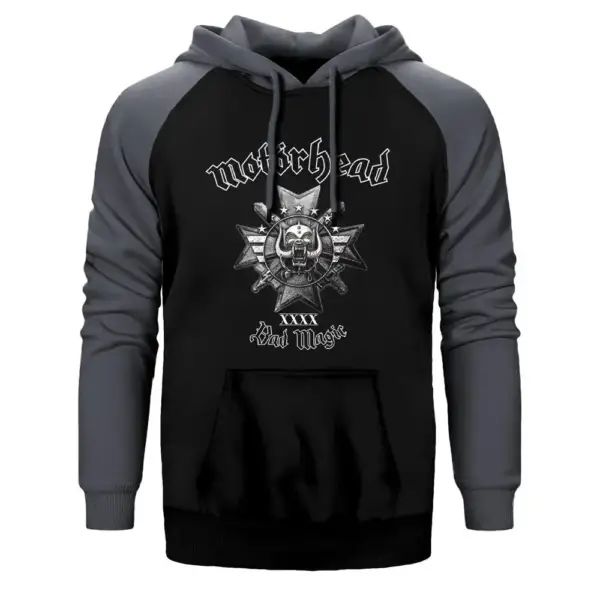 Motörhead Bad Magic Hoodie, Double Color Raglan Sleeve Gray Sweatshirt