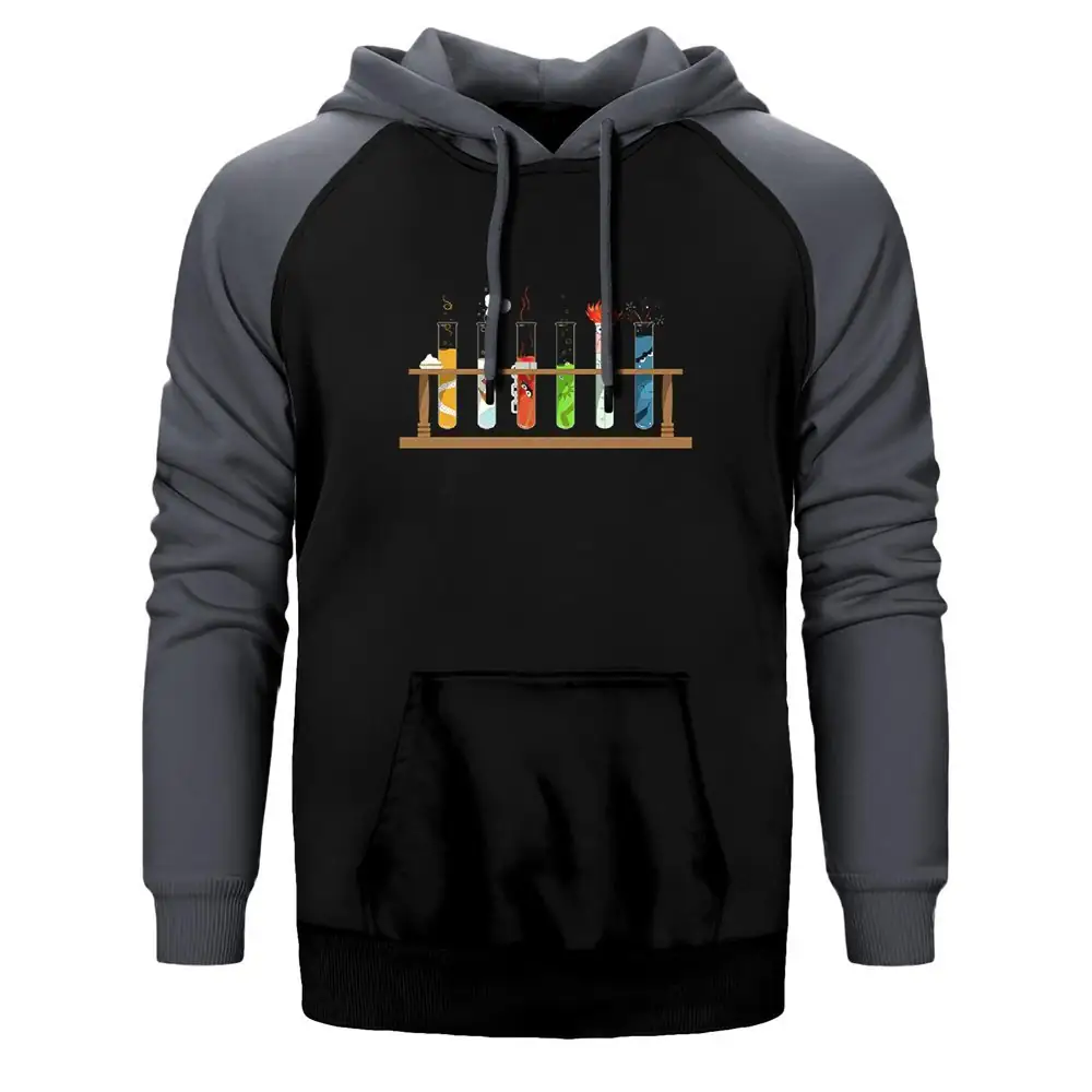 Muppet Science Hoodie, Double Color Raglan Sleeve Gray Sweatshirt