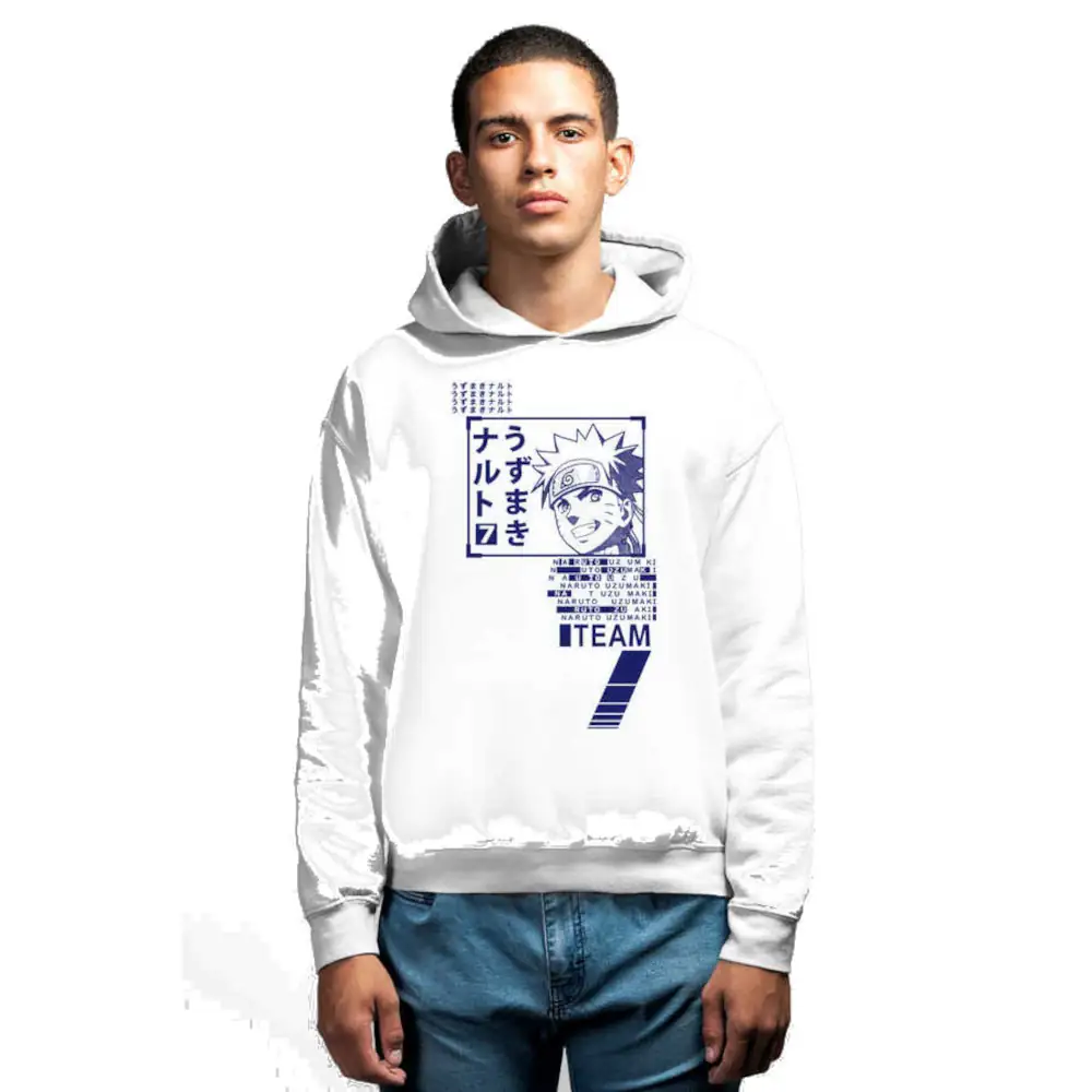 Naruto Letters Men's Hoodie White Sweatshirt