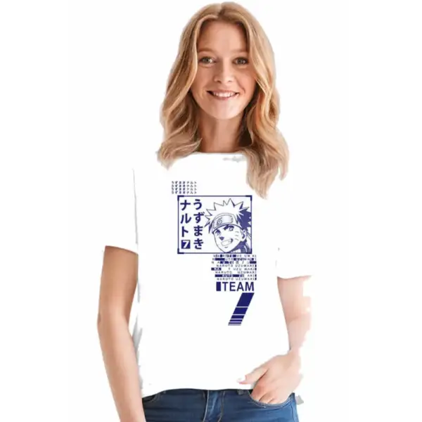 Naruto Letters Short Sleeve Women's White T-shirt