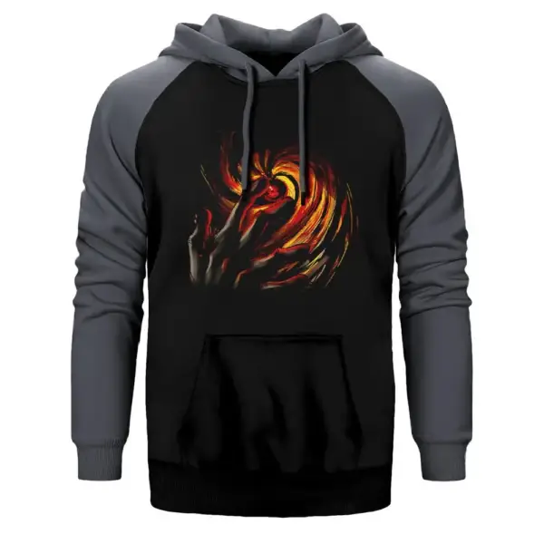 Naruto Uchiha Obito Hoodie, Double Color Raglan Sleeve Gray Sweatshirt