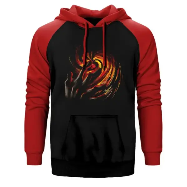 Naruto Uchiha Obito Hoodie, Double Color Raglan Sleeve Red Sweatshirt