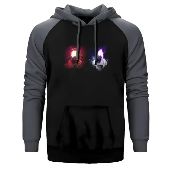 Naruto and Sasuke Hoodie, Double Color Raglan Sleeve Gray Sweatshirt