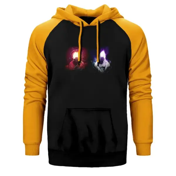 Naruto and Sasuke Hoodie, Double Color Raglan Sleeve Yellow Sweatshirt