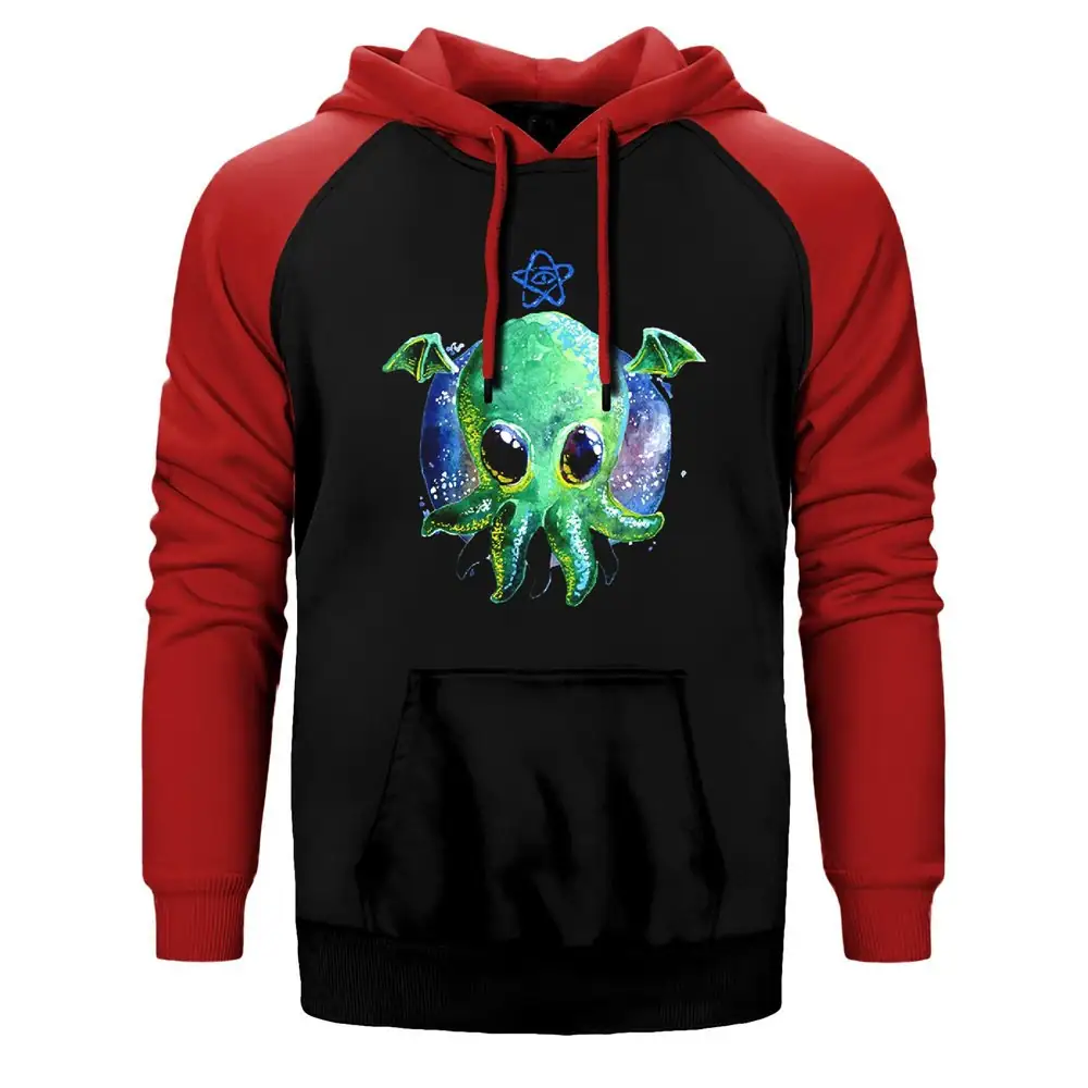 Octopus Cute Raglan Sleeve Red Sweatshirt