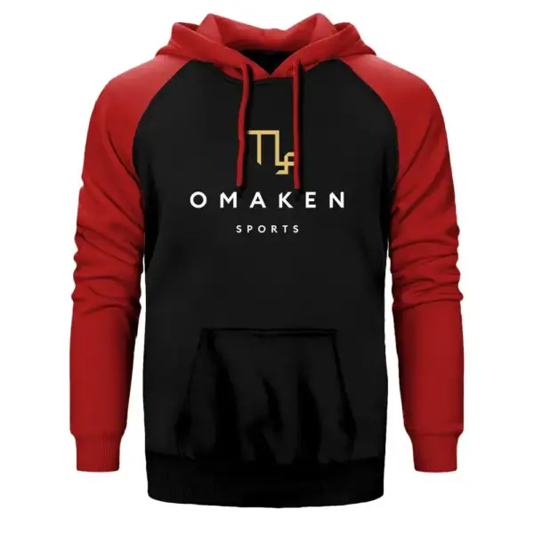 Omaken Esports Article Hoodie, Double Color Raglan Sleeve Red Sweatshirt