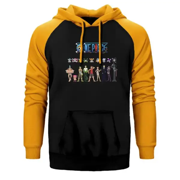 One Piece Hoodie, Double Color Raglan Sleeve Yellow  Sweatshirt