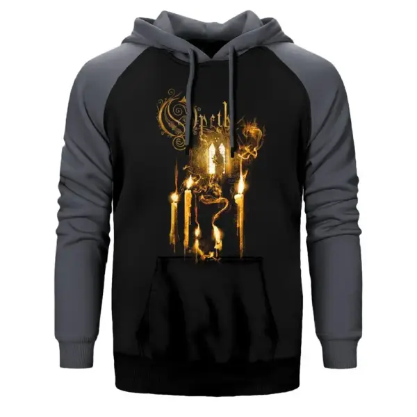 Opeth Ghost Reveries Hoodie, Double Color Raglan Sleeve Gray Sweatshirt