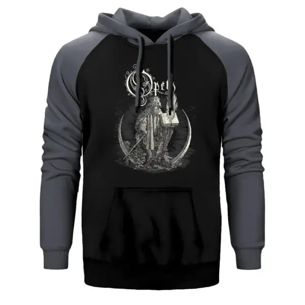 Opeth Hoodie, Double Color Raglan Sleeve Gray Sweatshirt