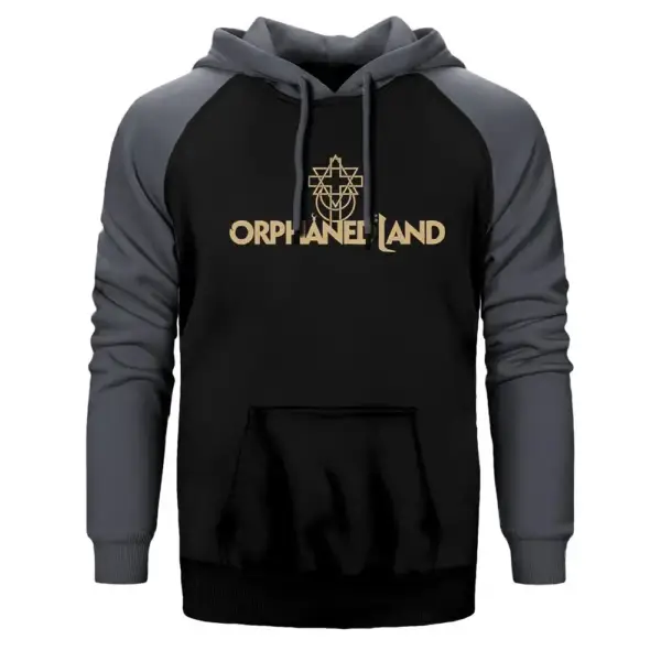 Orphaned Land Hoodie, Double Color Raglan Sleeve Gray Sweatshirt