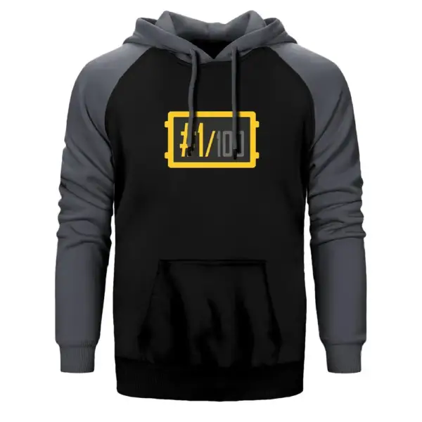 PUBG 100 to 1 Hoodie, Double Color Raglan Sleeve Gray Sweatshirt