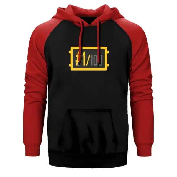 PUBG 100 to 1 Hoodie, Double Color Raglan Sleeve Red Sweatshirt