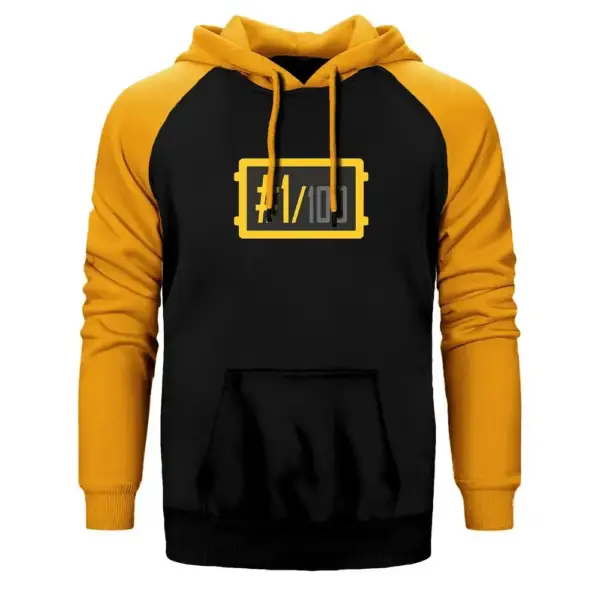 PUBG 100 to 1 Hoodie, Double Color Raglan Sleeve Yellow Sweatshirt