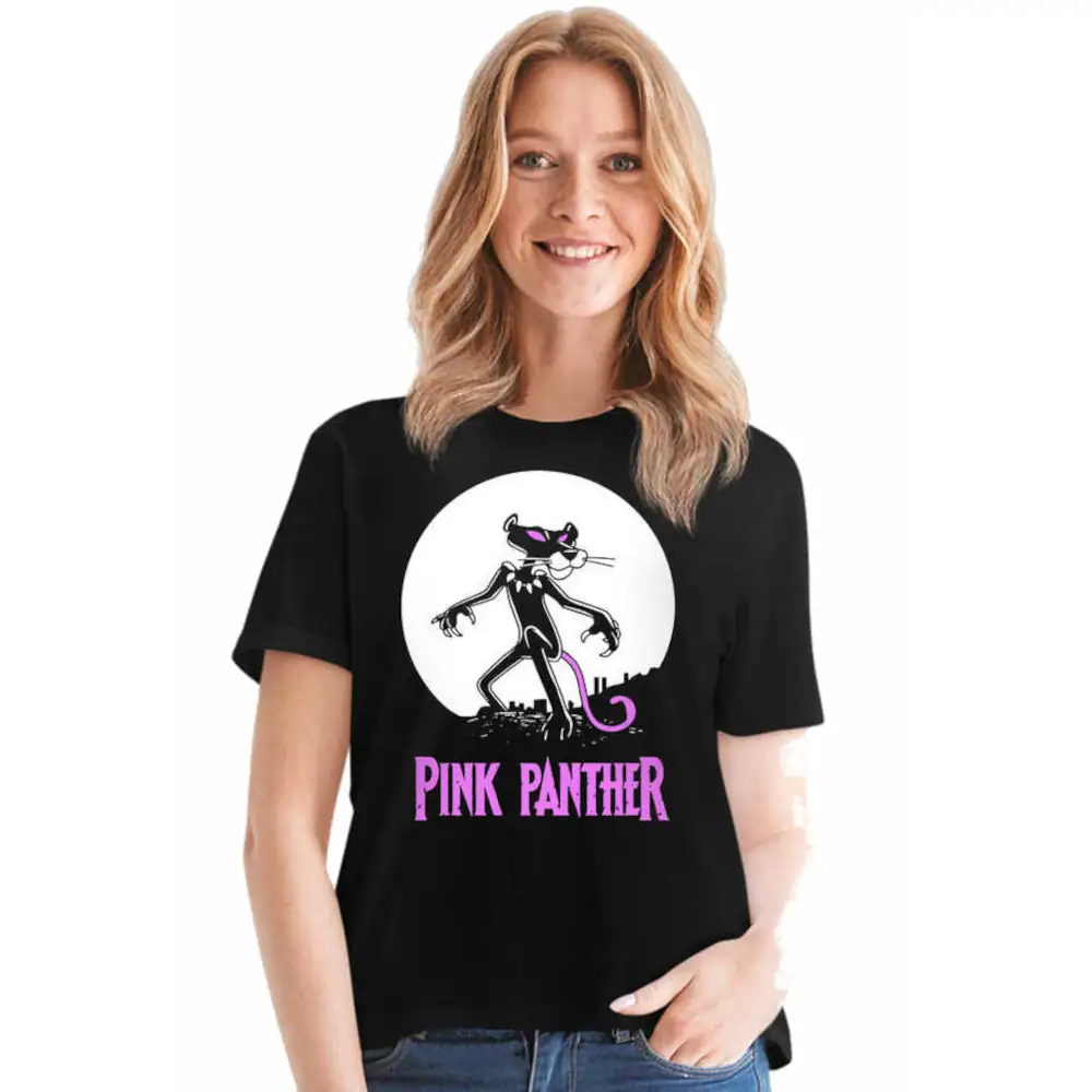 Pink Black Short Sleeve Women's Black T-shirt