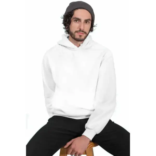 Plain Unprinted Basic Hoodie Men's White Sweatshirt