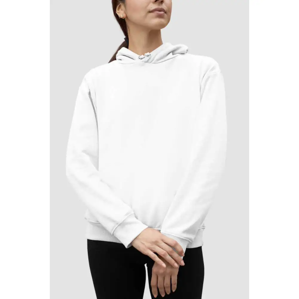 Plain Unprinted Basic Women's Hodie Thick White Sweatshirt