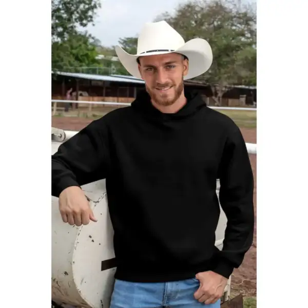 Plain Unprinted Hoodie Thick Men's Black Sweatshirt