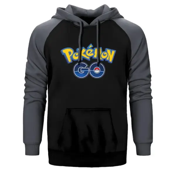 Pokemon Go Hoodie, Double Color Raglan Sleeve Gray Sweatshirt