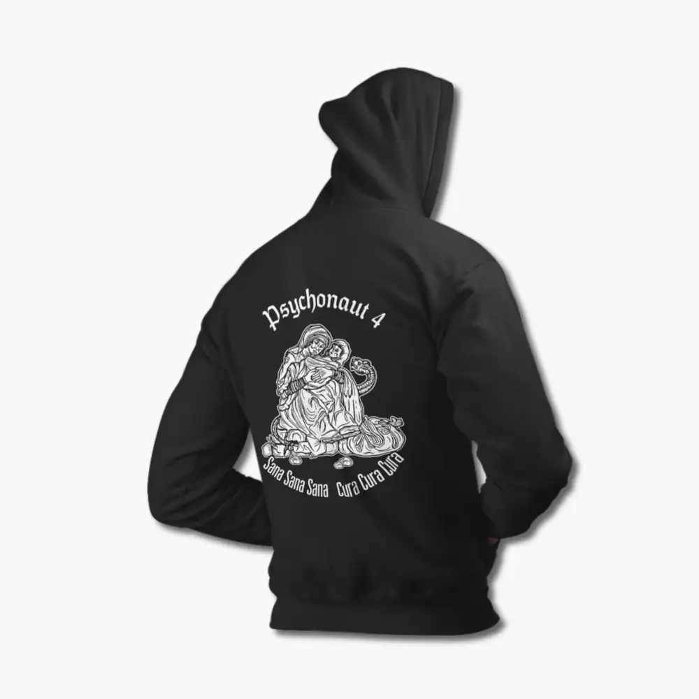 Psychonaut 4 Hoodie, Psychonaut 4 Sana Sana Sana Cura Cura Cura Black Hoodie - Image 2