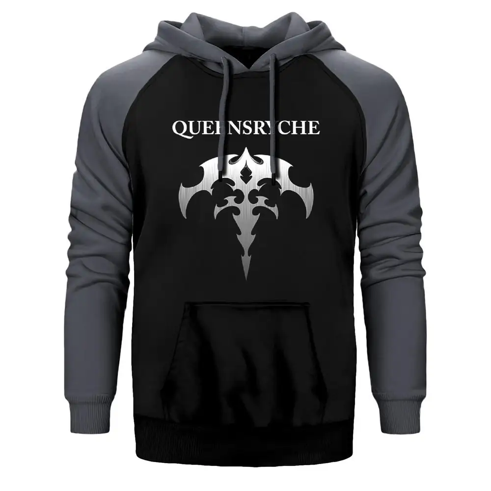 Queensryche Blade Hoodie, Double Color Raglan Sleeve Gray Sweatshirt