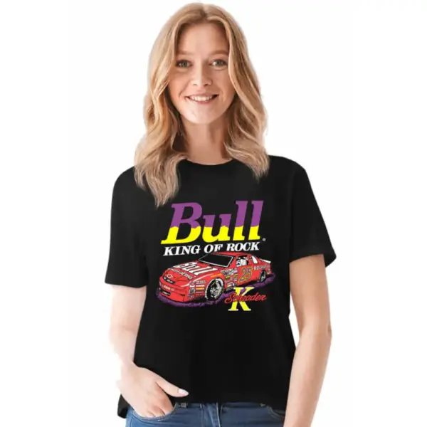 Red Race Car Short Sleeve Women's Black T-shirt