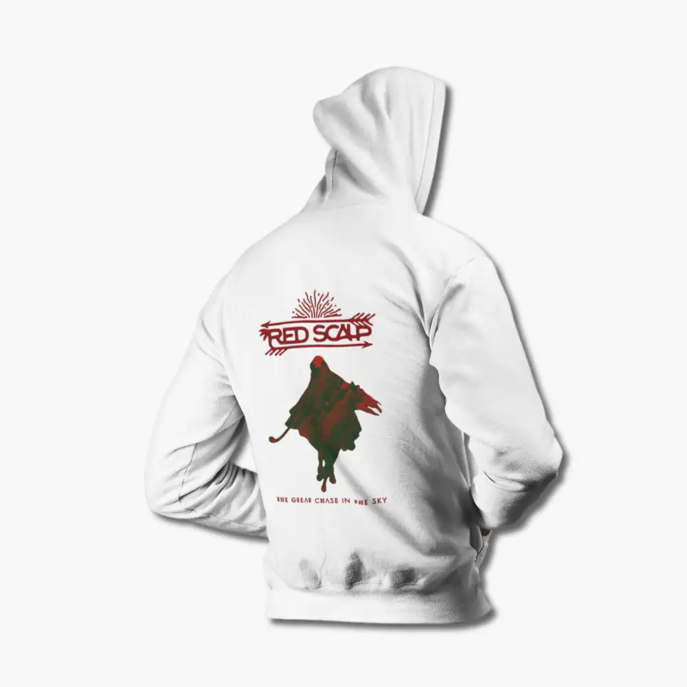 Red Scalp Hoodie, Red Scalp The Great Chase In The Sky White Hoodie - Image 2