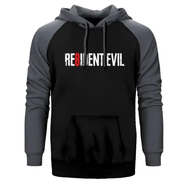 Resident Evil Hoodie, Double Color Raglan Sleeve Gray Sweatshirt