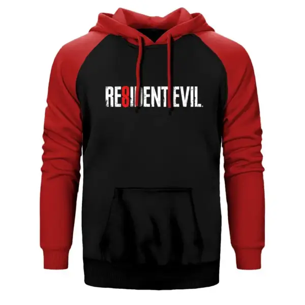 Resident Evil Hoodie, Double Color Raglan Sleeve Red Sweatshirt
