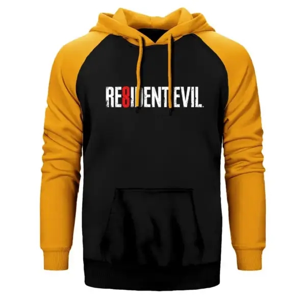 Resident Evil Hoodie, Double Color Raglan Sleeve Yellow Sweatshirt