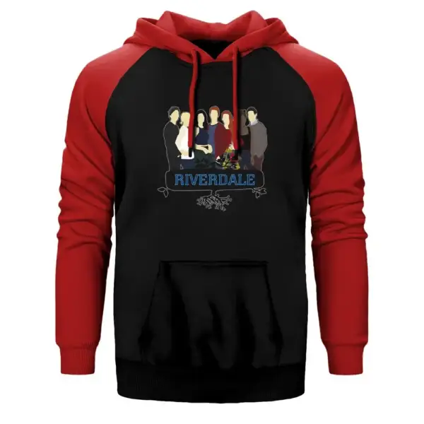 Riverdale Cartoon Hoodie, Double Color Raglan Sleeve Red Sweatshirt