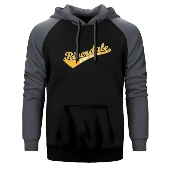 Riverdale High School Hoodie, Double Color Raglan Sleeve Gray Sweatshirt