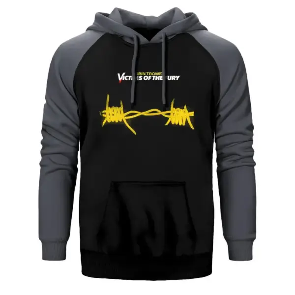 Robin Trower Victims of The Fury Hoodie, Double Color Raglan Sleeve Gray Sweatshirt