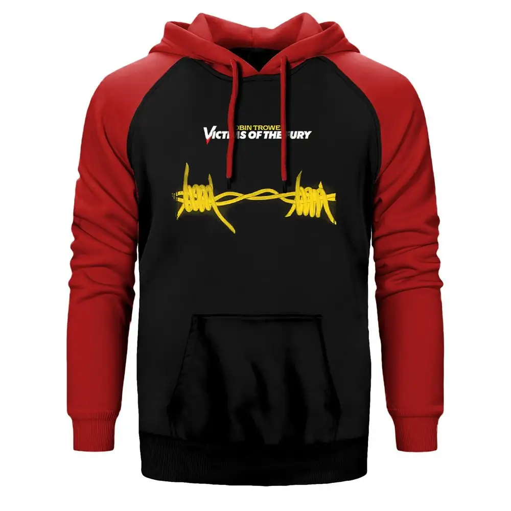 Robin Trower Victims of The Fury Hoodie, Double Color Raglan Sleeve Red Sweatshirt