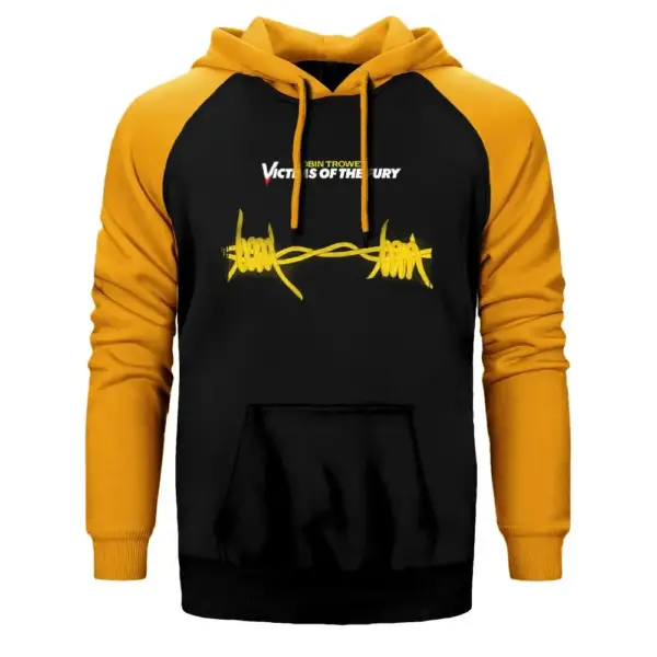 Robin Trower Victims of The Fury Hoodie, Double Color Raglan Sleeve Yellow Sweatshirt