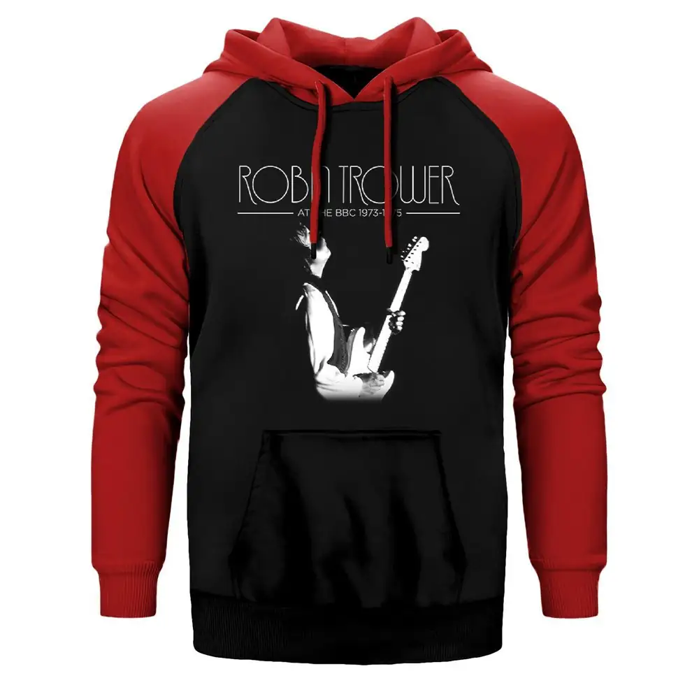 Robin Trower at The BBC Hoodie, Double Color Raglan Sleeve Red Sweatshirt