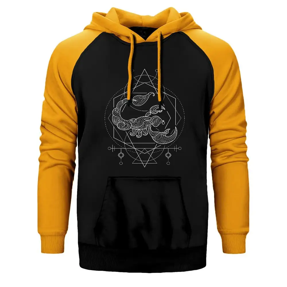 Scorpio Geometric Raglan Sleeve Yellow Sweatshirt