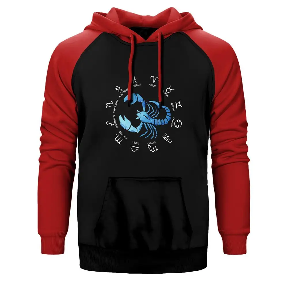 Scorpio Modern Raglan Sleeve Red Sweatshirt