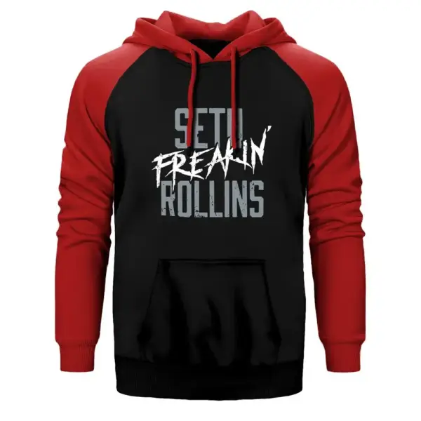Seth Frekin Rollins Hoodie, Double Color Raglan Sleeve Red Sweatshirt