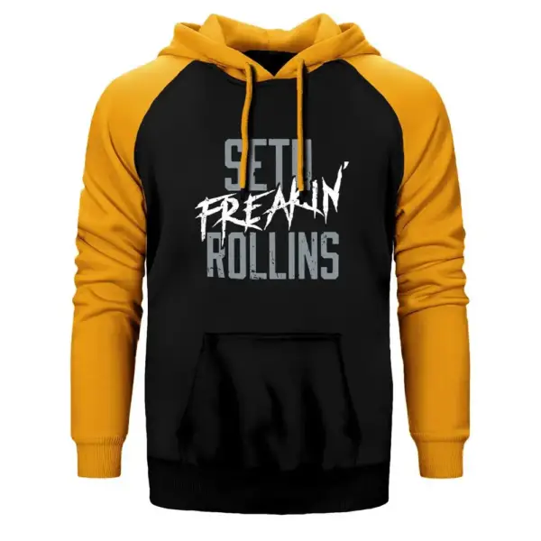 Seth Frekin Rollins Hoodie, Double Color Raglan Sleeve Yellow Sweatshirt