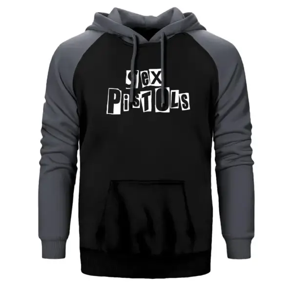Sex Pistols Hoodie, Double Color Raglan Sleeve Gray Sweatshirt